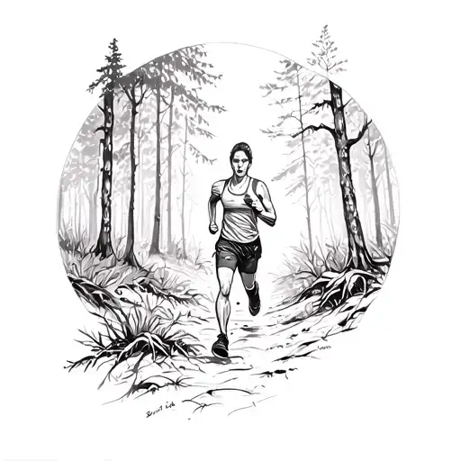 Runner In Forest Scene