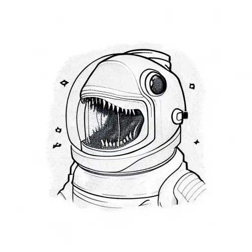 Cartoon Tyrannosaurus In Astronaut Suit