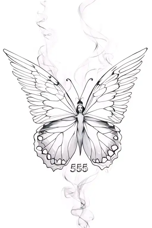 Butterfly Made Of Smoke With Angel Number 555