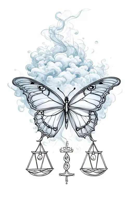 Butterfly Made Of Cloud Of Smoke With The Libra Sign