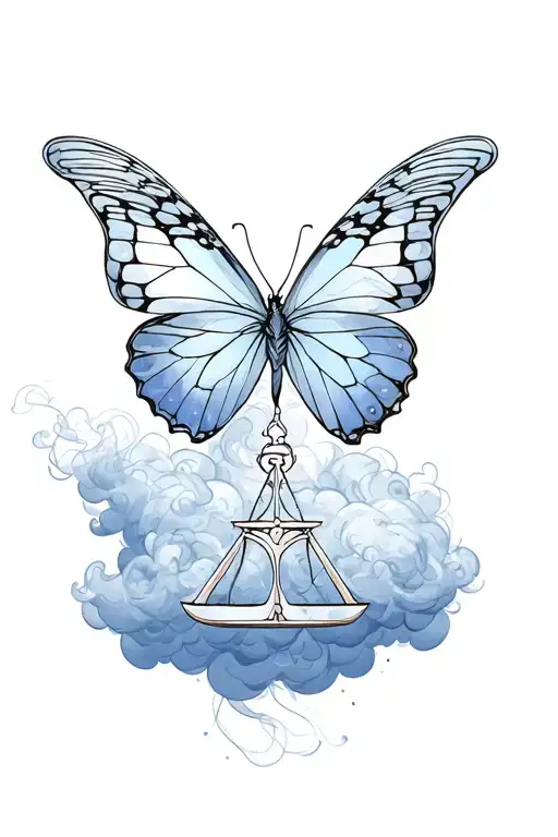 Butterfly Made Of Cloud Of Smoke With The Libra Sign