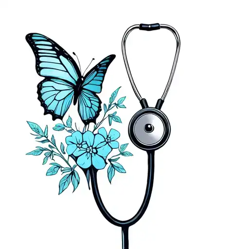 Stethoscope With Butterfly And Forget Me Nots