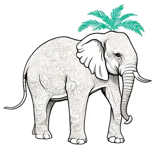 An Elephant With The Island Of Sri Lanka In The Ear Contour