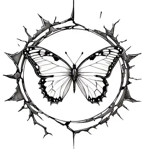 Butterfly Inside A Broken Circle