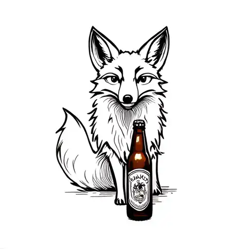 Fox With A Bottle Of Beer