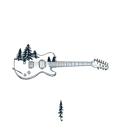 Pine Trees Shaped In Guitar