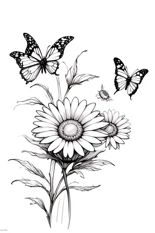 Daisy And Butterflies