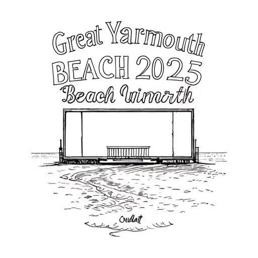 Great Yarmouth Beach With Cinema Screen And Text Saying Great Yarmouth Beach 2025