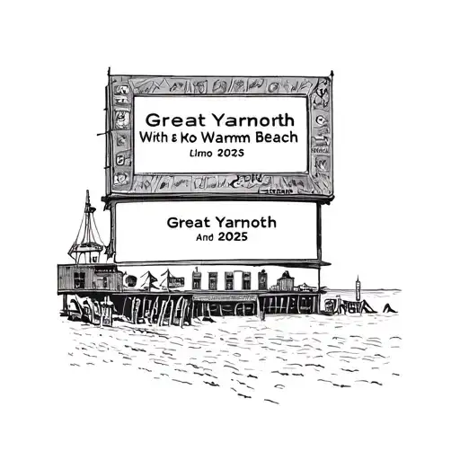 Great Yarmouth Beach With Cinema Screen And Text Saying Great Yarmouth Beach 2025