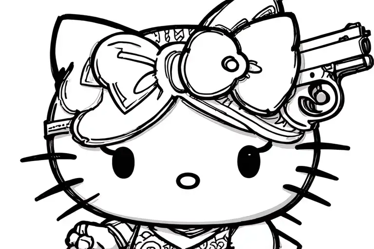 Hello Kitty With Gun And Face Tattoos Based