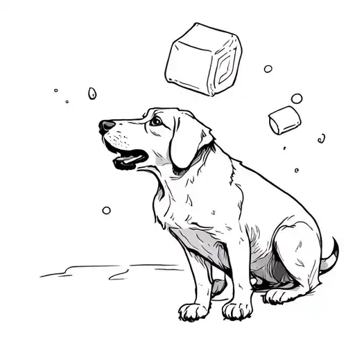 Coon Hound Howling At A Marshmallow Floating