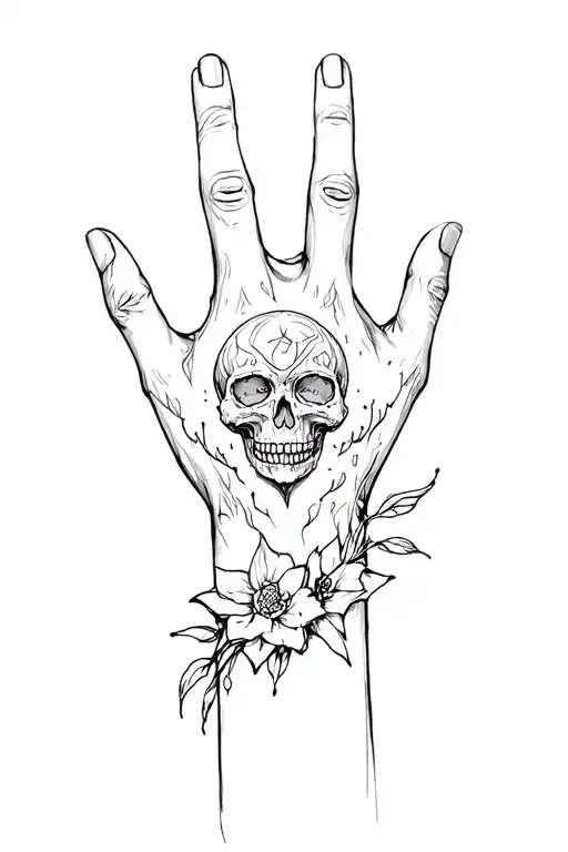 Gothic Tattoo Without A Skull On The Hand And Not Very Smearing Hand