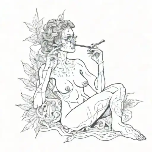 Nude Woman Smoking Weed