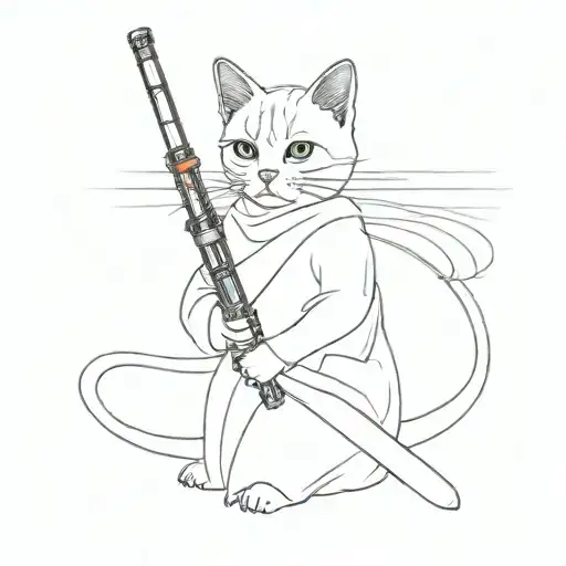 Monmoncat Black With Tattoos Lightsaber