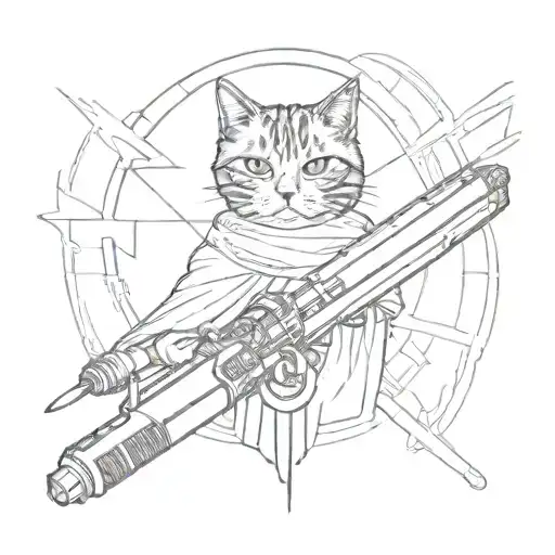 Monmoncat Black With Tattoos Lightsaber