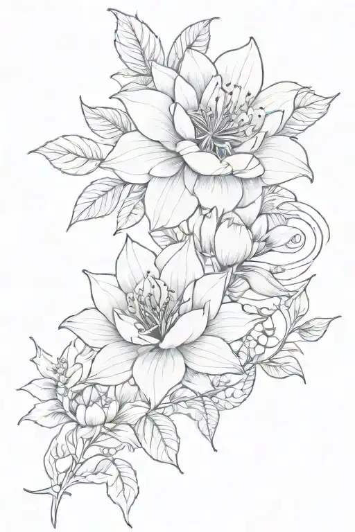 Long Fineline Flower Surrounded