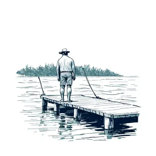 Man On Dock With Bay And Tides