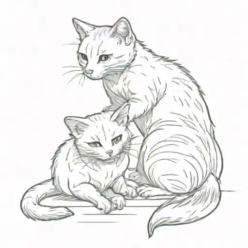 Cat And Ferret Playing