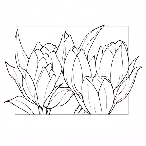 Outline Done With Embelished Curved Lines And Tulips