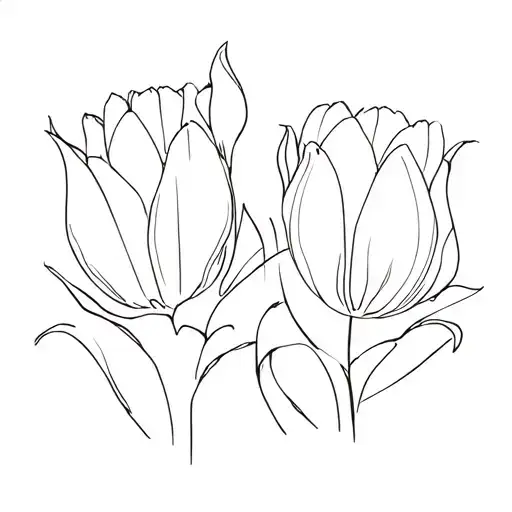 Add An Outline Of The Image Done With Embelished Curved Lines And Tulips