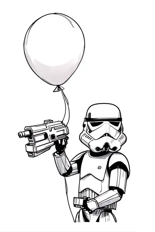 Stormtrooper Holding A Balloon Floating