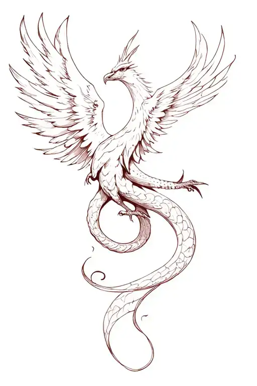 Phoenix Snaking Acorss Upper Thigh