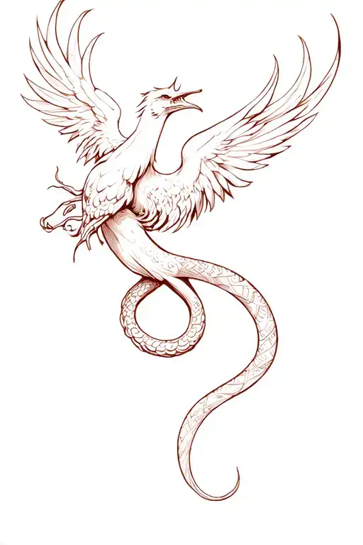 Phoenix Snaking Acorss Upper Thigh