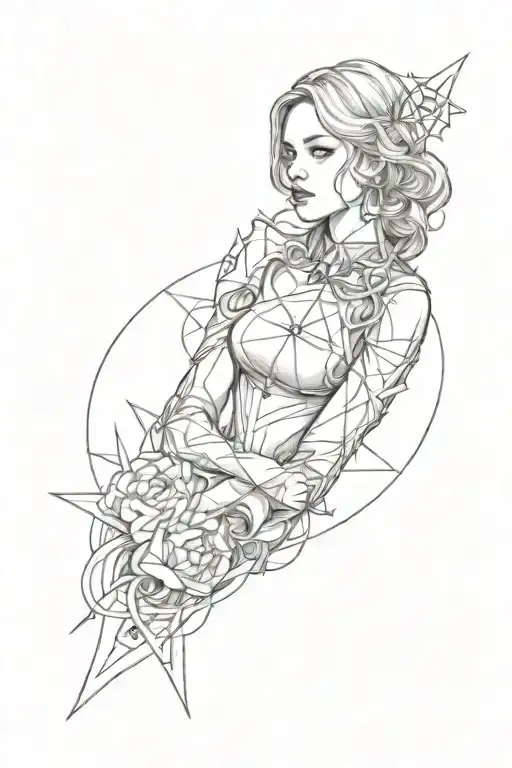 A Woman With A Pentagram On Her Arm