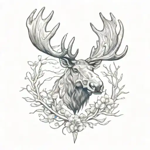 Moose Antlers With Bitterroot