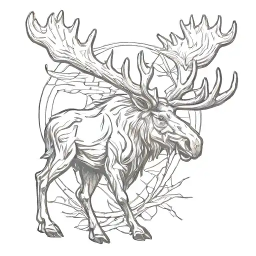 Moose Fighting Moose Antlers
