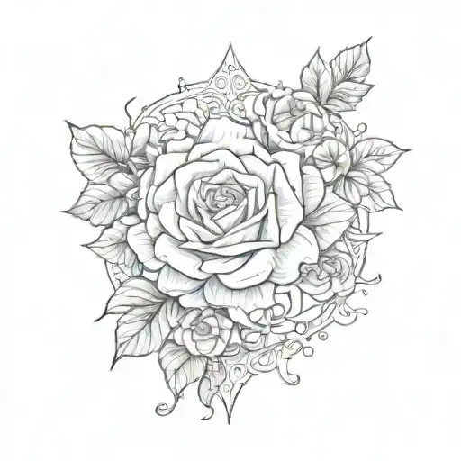 Compas Sourounded By Roses Intertwined