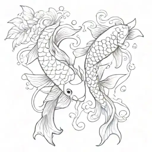 2 Whimsical Koi Fish Swimming Gracefully