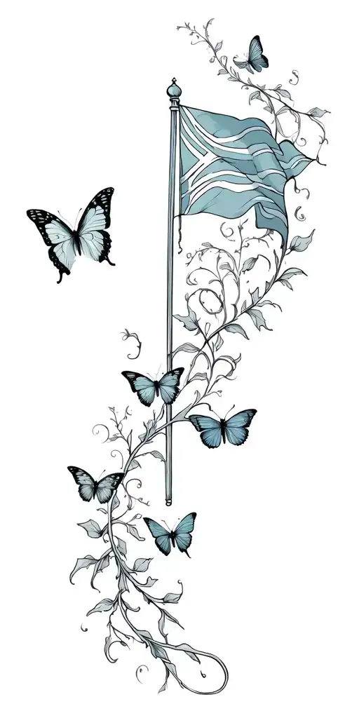 Flag And Butterfly And Vines Wrapped