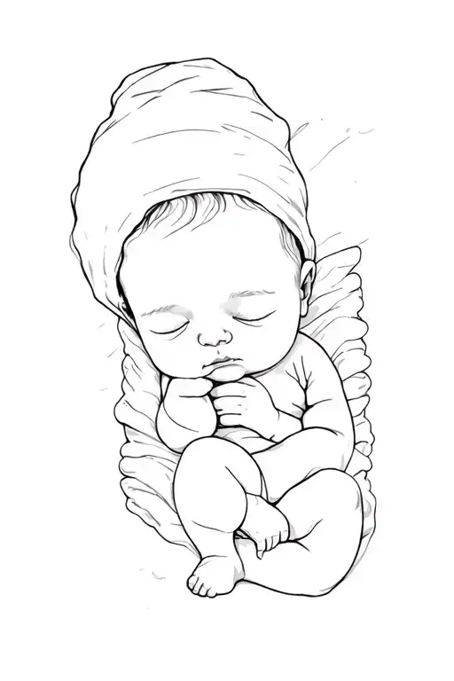 A Baby Sleeping On A Blanket