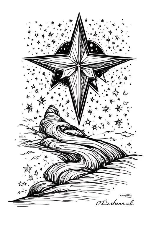 Northern Star With A Night Sky Above It