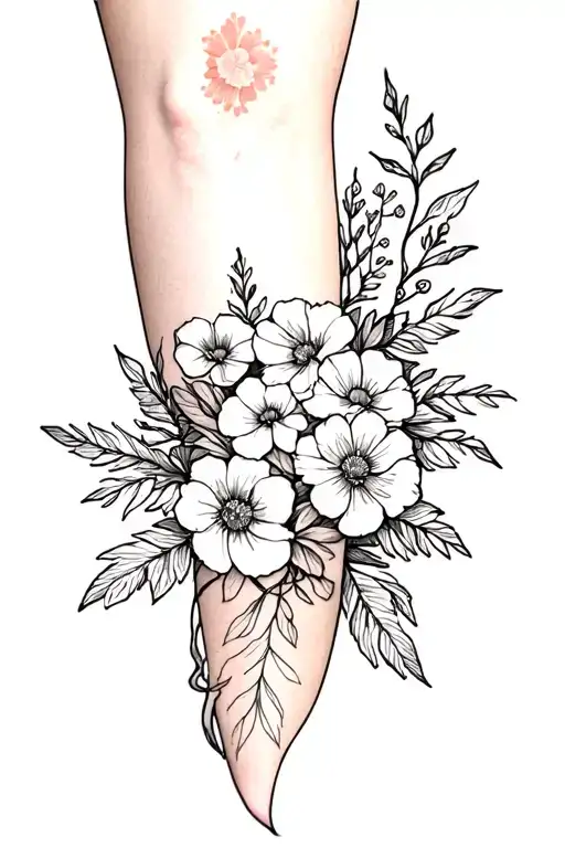 Thats On The Leg With Flowers And Foliage Elegant Small