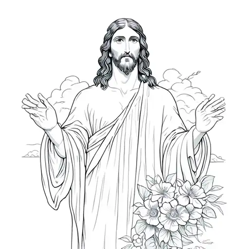 Jesus With Clouds And Flowers