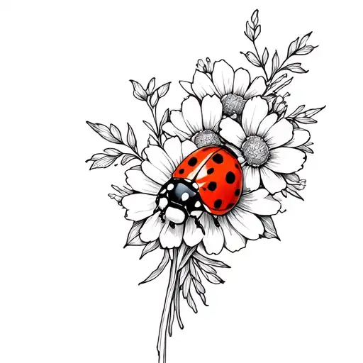 Ladybug On A Flower Bouquet