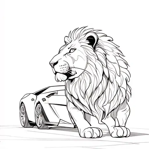 Lion In Lamborghini