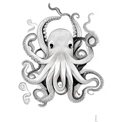 Octopus Underneath A Bear And Butterfly On Top