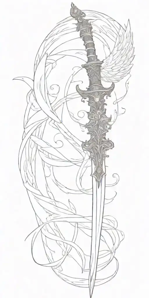 A Simple Long Sword With A Single Wing Left One