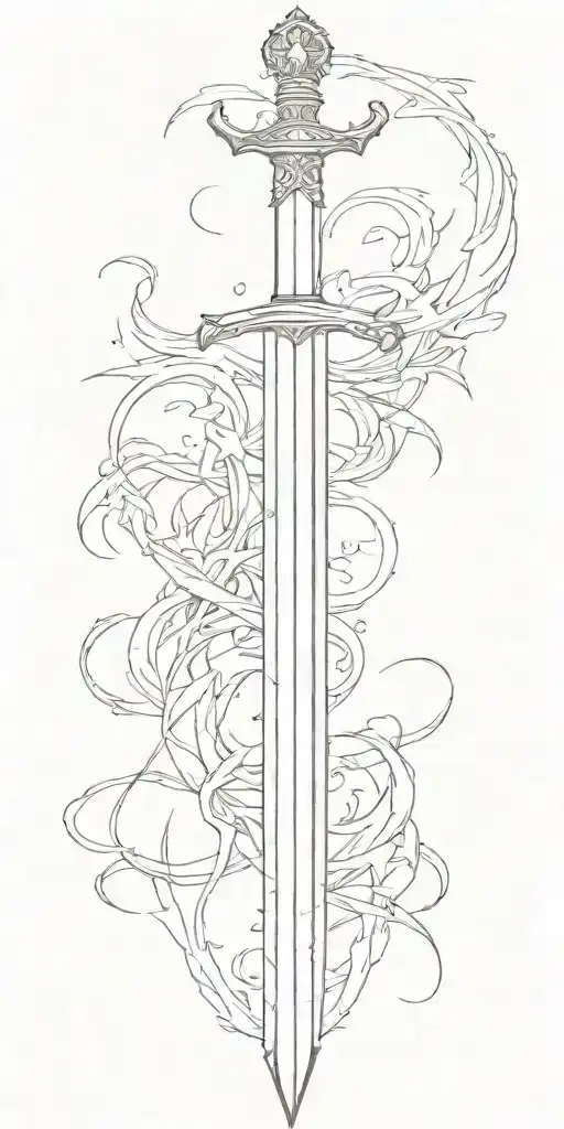 A Simple Long Sword With A Dominant Single Wing Left One