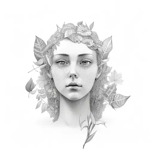 Bust Of A Woman With A Leaf Instead Of A Head