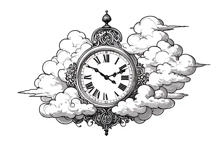 Clouds Surrounding A Vintage Clock