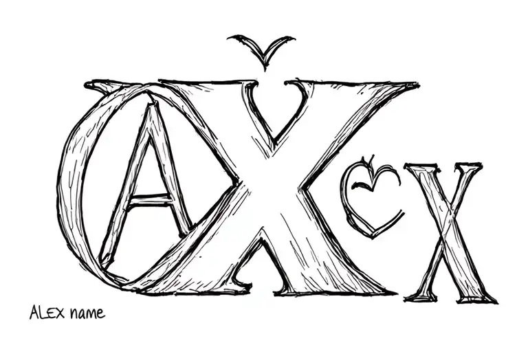 First Name Alex With A Heart On The X