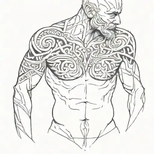 A Man With A Tribal Tattoo On His Chest