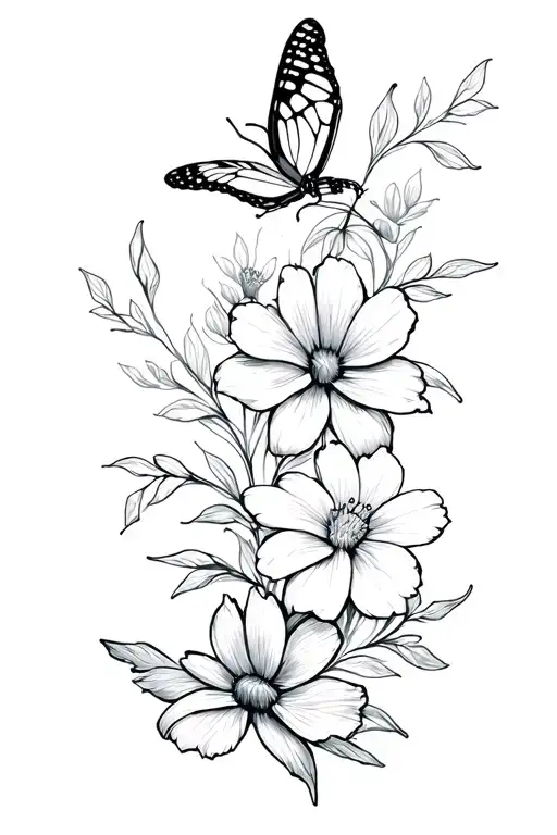 Flowers And Butterfly