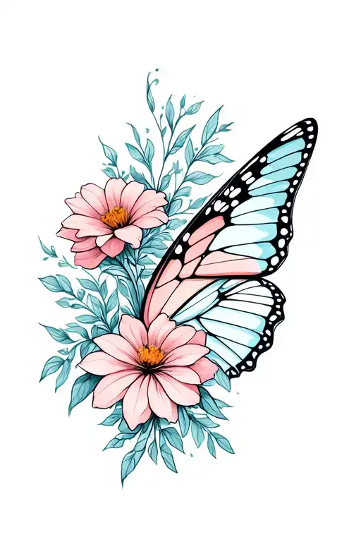 Flowers And Butterfly Wings