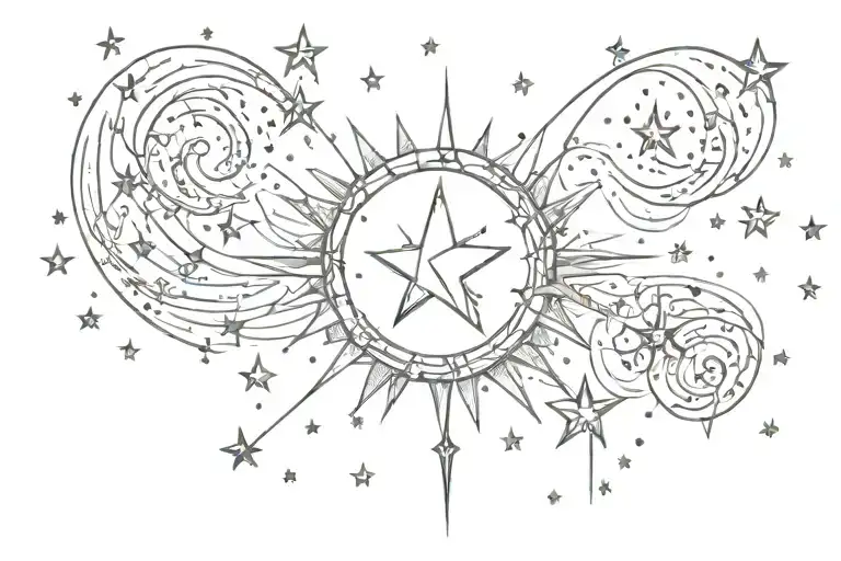 Stars And Moon Surrounded By Stars