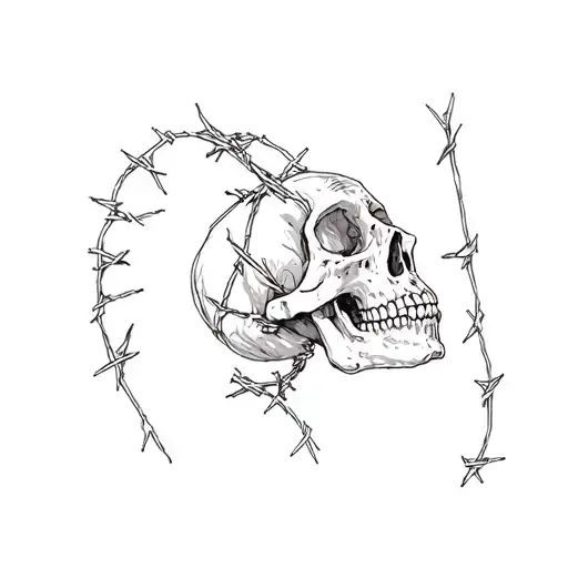A Skull And Barbed Wire